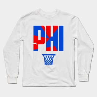 Philadelphia Retro Basketball Art Long Sleeve T-Shirt